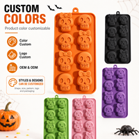 Moule à gâteau en silicone personnalisé en forme de crâne d'Halloween, 1 pièce, pour chocolat, bonbons, réutilisable, écologique, facile à démouler, qualité alimentaire