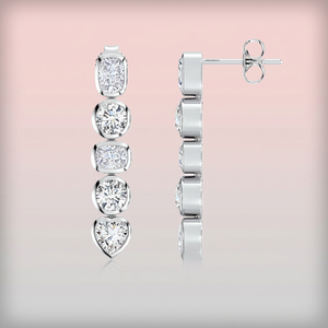 Classic Cushion Cut Multi Shape Bezel Set Lab Grown Drop <b>Earrings</b> 10K 14K 18K Gold 925 935 Sterling <b>Silver</b> for <b>Wedding</b> Gift - Product Image 1
