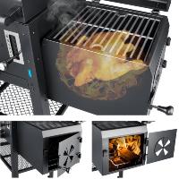 Barbecue d'extérieur au charbon et au gaz, 3 brûleurs, avec fumoir, grande machine de cuisson au gaz