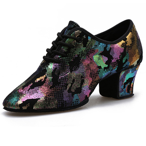 Chaussures de danse latine en cuir véritable pour femmes, talon bas de 5 cm, chaussures de tango et de <span class=keywords><strong>salsa</strong></span> à semelle en daim, chaussures Oxford pour femmes - Product Image 1