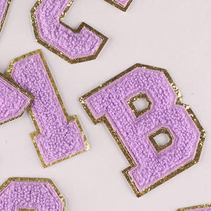 Set di 38 Glitter viola ferro-on <span class=keywords><strong>Patch</strong></span> Varsity tessuto ciniglia lettere <span class=keywords><strong>Patch</strong></span> con paillettes per la decorazione del cappello - Product Image 4