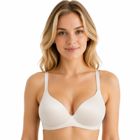 Soutien-gorge push-up sans couture à armatures pour femme, en maille unie, à couvrance totale, avec bretelles réglables, en nylon, polyamide et élasthanne, toutes saisons