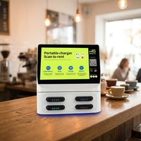 Kiosque de location de batteries externes partagées WeShare 60W, mini, de bureau, 4 emplacements, avec écran tactile blanc 10,1 pouces et scanner QR