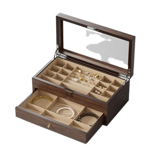 Boîte à tiroirs en bois à double couche rectangulaire haut de gamme avec solution de stockage écologique de grande capacité pour bijoux <span class=keywords><strong>Swarovski</strong></span> - Product Image 2