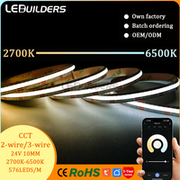 Bande LED COB 5m en Cuivre Découpable CCT Tuya 24V IP20 Garantie 5 Ans pour Rétroéclairage TV et Éclairage Plafond