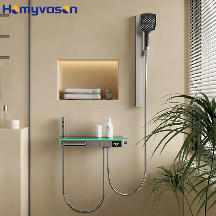 Shower kamar mandi tersembunyi sistem Shower, Set Pancuran Mandi tersembunyi termostatik kotak pegangan tunggal