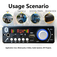Amplificador de 120W con Decodificador MP3 de 4 Canales 30Wx4 para Auto, USB, TF, AUX, Micrófono, Tipo-C, DC12V, Pantalla Digital y Control Remoto