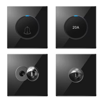 Abuk, luz LED moderna, interruptor de atenuación de Control táctil, Panel acrílico esmerilado, interruptores y enchufes de pared universales con iluminación azul
