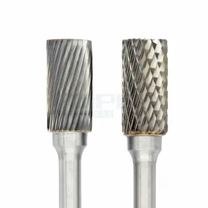 Type A cylindrical Tungsten carbide burr rotary file with single double cut tooth 2.35mm 3mm 6mm shank endmill cutter tools