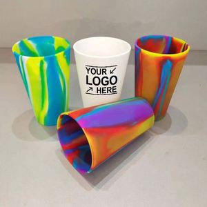 Gobelet à boire en silicone personnalisé avec logo, vente chaude, pas cher, 16 oz, sans BPA, gobelet à vin et à bière en silicone arc-en-ciel - Product Image 1