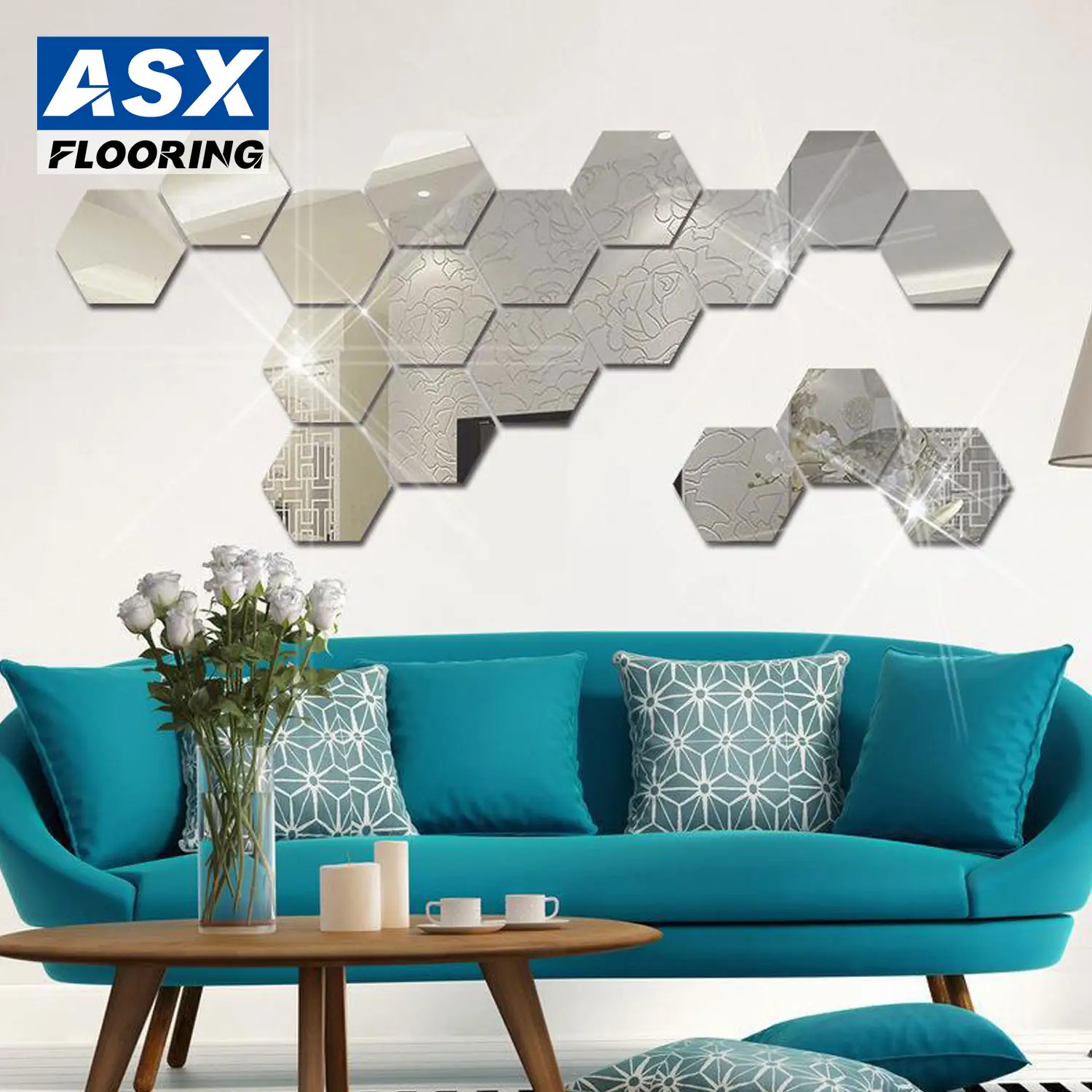 Custom Acrylic Geometric Hexagon Mirror 3d Wall Sticker Home Decoration Self-Adhesive Wall Sticker
