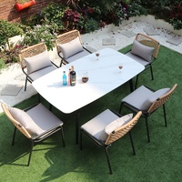 Ensemble de meubles en osier de style nordique minimaliste pour l'extérieur, chaises en osier amovibles en aluminium pour les patios, les balcons et les jardins