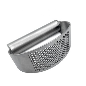 Ergonomic Labor-saving Manual Stainless Steel Garlic Press Rocker Kitchen <b>Tool</b> Peeler Professional Ginger Crusher 01BC012 Ginger - Product Image 4