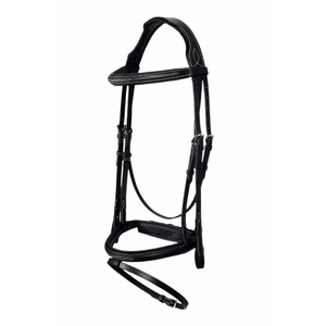 Brida de salto de cuero genuino acolchada con costuras elegantes, anatómica y elevada, para espectáculos ecuestres, equipo de equitación inglés, proveedor mayorista OEM - Product Image 4