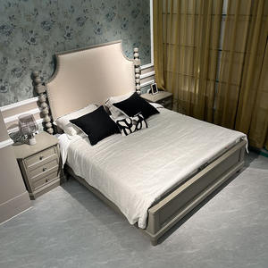 Cama Doble Minimalista de Estilo Europeo, Madera Maciza, Tela de Lino y Algodón, Ahorro de Espacio, Moderna, Cama Suave para Dormitorio Familiar, Cama de Matrimonio - Product Image 3