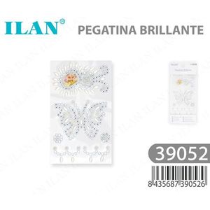 Adesivi con strass Ilan a forma di farfalla bianchi 39052 - Product Image 3