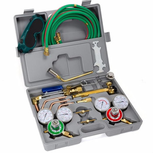 Kit portátil de soldadura y corte oxiacetilénico estilo americano con manómetros y mangueras para trabajos en metal - Product Image 1