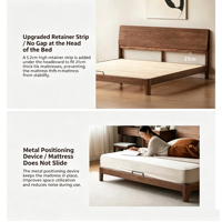 Lit plateforme double couche en teck birman moderne, 1,8 m, pour chambre principale, style minimaliste nordique, en bois massif