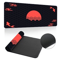 Mousepad Laptop Besar Anti Selip Alas Karet Hitam Putih Motif Gelombang untuk Gaming