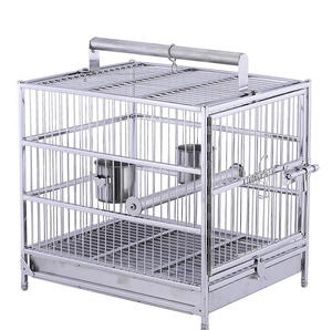 Cage à perroquets en acier inoxydable 304 épaissi, grande cage sur pied pour calopsites, agapornis et mynas. - Product Image 3