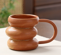 Tasses en céramique de haute qualité avec glaçure de four, en forme de gourde, avec une grande poignée confortable