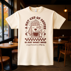 Magical Moment Coffee Dog - Camiseta unisex para adultos con cuello redondo, ropa informal - Product Image 3