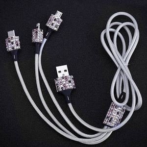 水晶钻石水钻汽车家用手机2 USB快充点烟器数据线合金金属 - Product Image 2