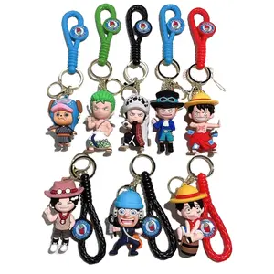 Phim hoạt hình 3D PVC Anime Dragon Ball Keychain Xe móc chìa khóa túi Mặt dây chuyền búp bê Goku Keychain bán buôn Luffy NIKA Keyring