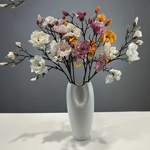 Magnolia Artificial Grande <span class=keywords><strong>de</strong></span> EVA con 7 Cabezas, Hermosa para Bodas, Hogar, San Valentín, Año Nuevo, Hecha a Mano, Tacto Real - Product Image 1