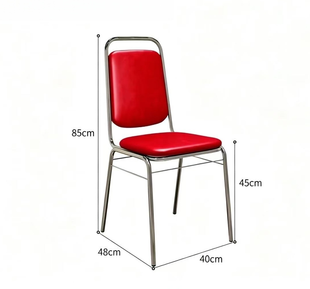 Silla de acero inoxidable roja.