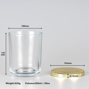 Recipiente de Vidrio para Velas Estilo <span class=keywords><strong>Cambridge</strong></span> con Tapa de Metal para la Fabricación de Velas - Product Image 5