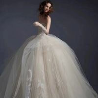 Robe de mariée de luxe sans bretelles, style féerique, avec jupe volumineuse, appliques en dentelle sexy, personnalisable