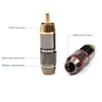 Connecteur banane Monster pour haut-parleur professionnel, adaptateur avec câble RCA, 6mm, 24K, plaqué or, qualité supérieure, connecteur avec connecteur mâle