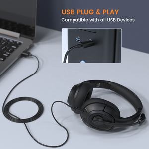 EKSA-auriculares <span class=keywords><strong>de</strong></span> oficina H2 con <span class=keywords><strong>Cable</strong></span>, cascos por encima <span class=keywords><strong>de</strong></span> la oreja con <span class=keywords><strong>Cable</strong></span> USB con micrófono <span class=keywords><strong>de</strong></span> cancelación <span class=keywords><strong>de</strong></span> ruido y llamada ENC - Product Image 3