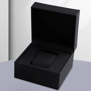 Cajas y Estuches para Relojes de Cuero PU Negro Mate Cuadrados de Alta Gama, Resistentes al Polvo, con Logotipo Personalizado en Estampado en Caliente Dorado y Plateado - Product Image 3