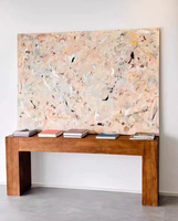 Table console murale rectangulaire longue en bois massif moderne pour salon