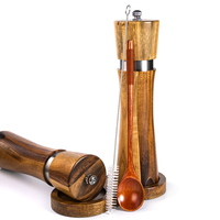 Ensemble de cuisine en bois d'acacia 8 pouces, moulin à sel et à poivre réglable, moulin à sel et à poivre en bois rechargeable