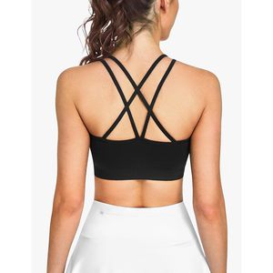 Sports <b>Bras</b> For Women Strappy Cross Back Medium Support Padded Workout <b>Bra</b> Yoga Fitness Running 3 Pack - Product Image 2