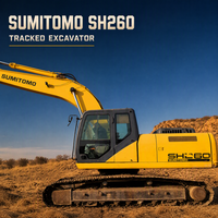 Excavatrice sur chenilles SUMITOMO SH260 d'occasion, 26 tonnes, de taille moyenne, provenant du Japon, pour travaux de terrassement et de carrière.