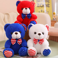 Ours en peluche bleu personnalisé avec drapeau américain, jouet en peluche personnalisé, cadeau patriotique américain, certifié CE CPC ASTM, poupée douce