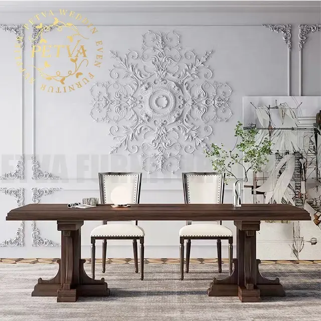 Meja perjamuan desain AS dapat dilipat penjualan laris meja ruang tamu kayu pertanian untuk pernikahan