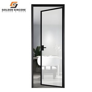 Puerta abatible de aluminio para dormitorio moderno GS con panel de vidrio esmerilado o transparente - Product Image 2