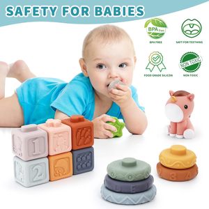 4 ב 1 צעצועי montessori עבור תינוקות למשוך מחרוזת צעצועים צעצועים חסמים אבני הבניין & טבעות סיליקון התינוק צעצועים חינוכיים - Product Image 3