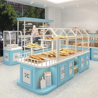 Présentoir de boulangerie en métal et en bois moderne en gros pour beignet de gâteau de pain-taille et couleur personnalisables pour l'usage au détail