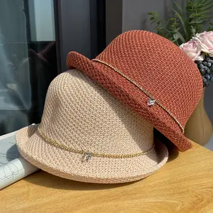 Visor Summer Thin Knit Rolled Edge Sun Visor Basin Hat Women Art And Leisure Party Hat