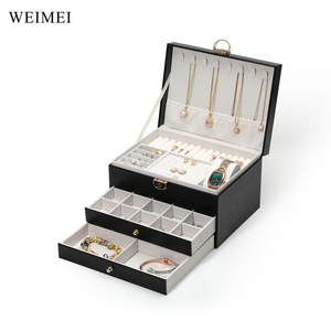 Estuche de Joyería WEIMEI de Cuero PU con Múltiples Cajones, Caja de Regalo para Collares, Pendientes, Pulseras, Anillos, Organizador de Joyas de Viaje - Product Image 1