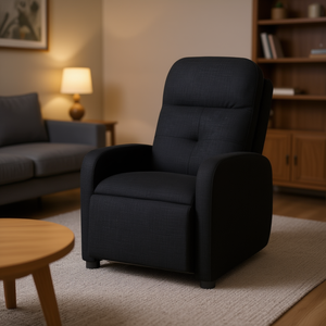 Electric Massage Recliner Chair Black Polyester Upholstery Metal Frame Remote Control Contemporary Design - Product Image 2