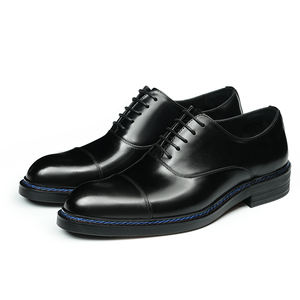 2025 nouveau Style hommes fabriqués à la main en cuir véritable Oxford chaussures à la mode chaussures de mariage à bout pointu pour le printemps - Product Image 1