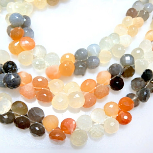 Factory Price 8mm Natural Multi-Colored Moonstone Gemstone Faceted Briolette Onion Drops Beads Loose Multi <b>Stone</b> CMA - Product Image 1