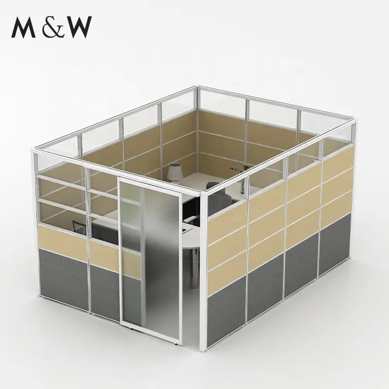 M & W stile americano 60mm di spessore alluminio scorrevole divisore privato cubicolo modulare ufficio